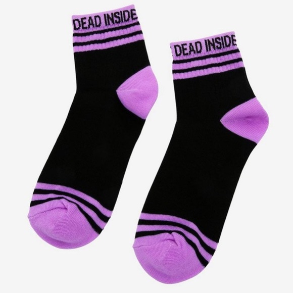 2/$12 Dead Inside Purple &‎ Black Ankle Socks Hot Topic - Picture 2 of 3